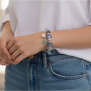 Napier Silver Bracelet with Blue and Green Nautical Charms